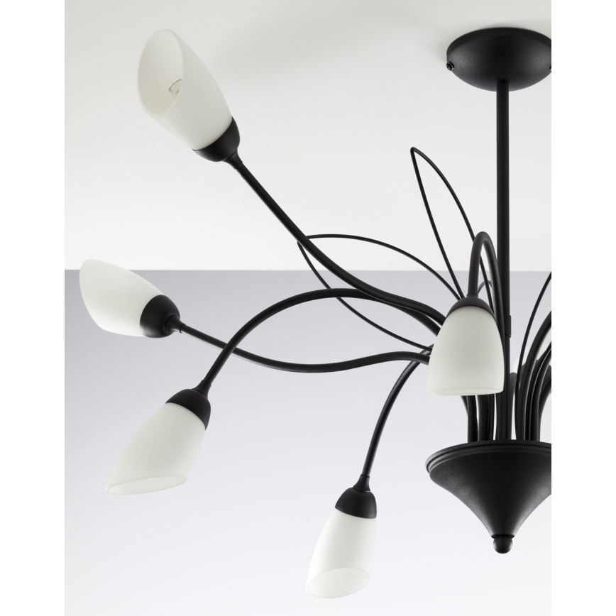 Jupiter 2056 - Kronleuchter GLORIOSA mit Stange 10xG9/14W/230V schwarz