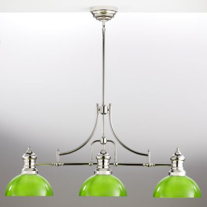 Jupiter 2072 - Pendelleuchte an Stange PLATINO 3xE27/15W/230V grün/glänzender Chrom