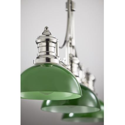 Jupiter 2072 - Pendelleuchte an Stange PLATINO 3xE27/15W/230V grün/glänzender Chrom