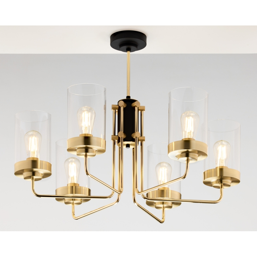 Jupiter 2089 - Deckenleuchte mit Stange RAMIREZ 6xE27/15W/230V gold/schwarz