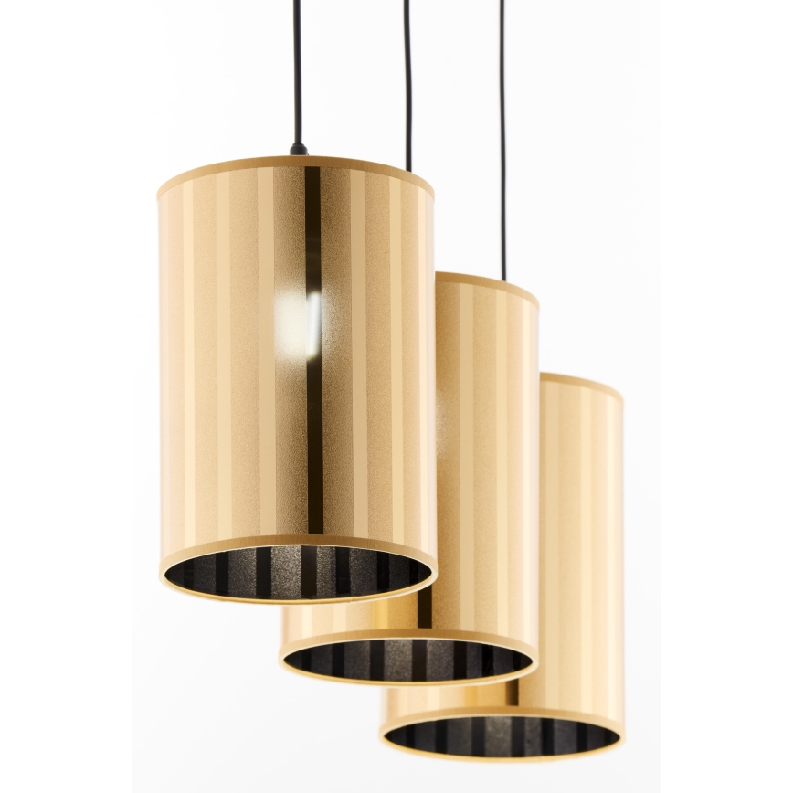 Jupiter 2092 - Pendelleuchte CORTINA 3xE27/15W/230V mit Seilaufhängung gold/schwarz