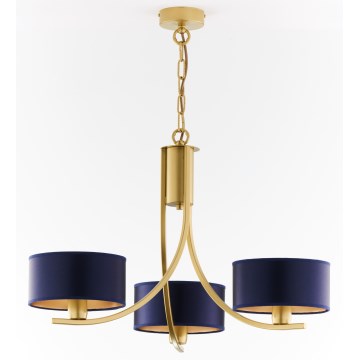 Jupiter 2093 - Pendelleuchte mit Kette ARTHUR 3xE27/15W/230V blau/gold