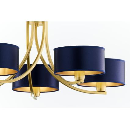 Jupiter 2094 - Kronleuchter an Kette ARTHUR 5xE27/15W/230V blau/gold