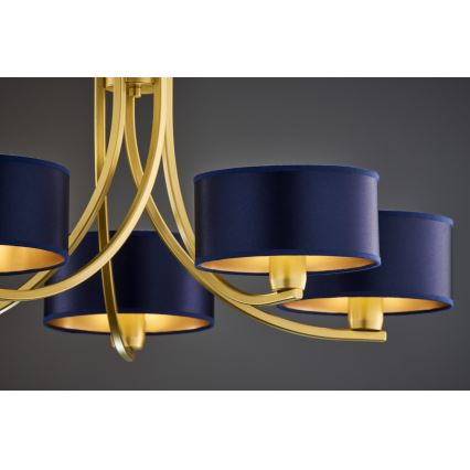 Jupiter 2094 - Kronleuchter an Kette ARTHUR 5xE27/15W/230V blau/gold