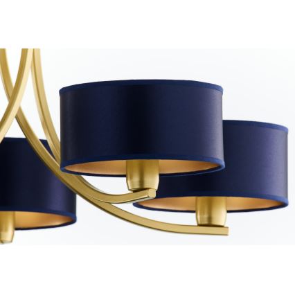 Jupiter 2094 - Kronleuchter an Kette ARTHUR 5xE27/15W/230V blau/gold