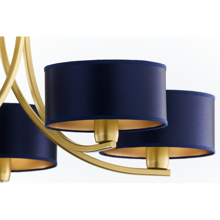 Jupiter 2094 - Kronleuchter an Kette ARTHUR 5xE27/15W/230V blau/gold