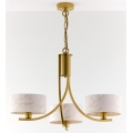 Jupiter 2096 - Kronleuchter an Kette ARTHUR 3xE27/15W/230V weiß/gold/Marmor-Dekor