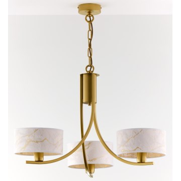 Jupiter 2096 - Kronleuchter an Kette ARTHUR 3xE27/15W/230V weiß/gold/Marmor-Dekor
