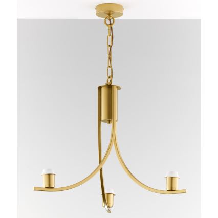 Jupiter 2096 - Kronleuchter an Kette ARTHUR 3xE27/15W/230V weiß/gold/Marmor-Dekor