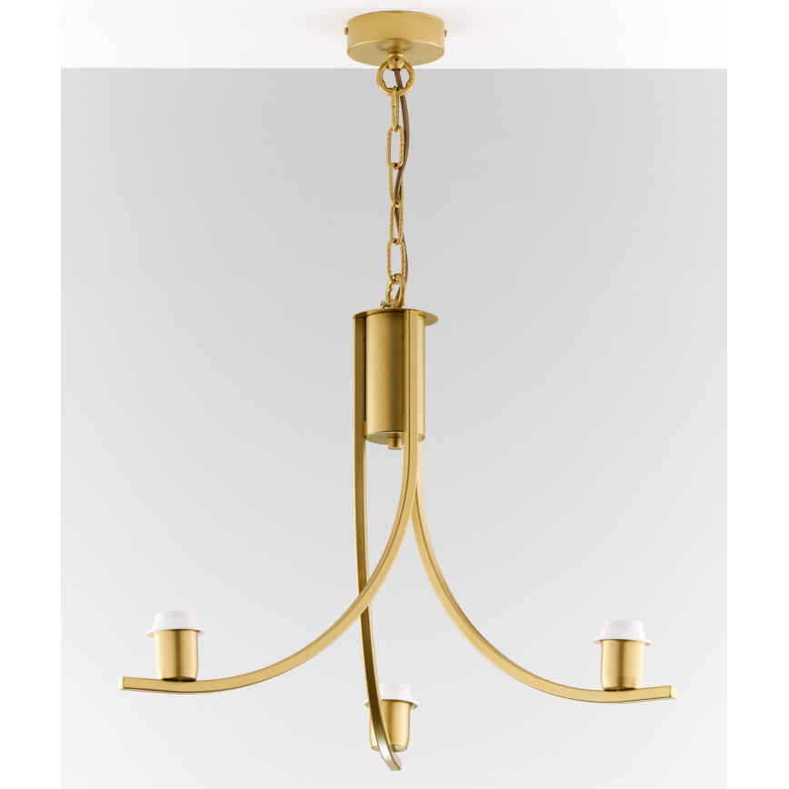 Jupiter 2096 - Kronleuchter an Kette ARTHUR 3xE27/15W/230V weiß/gold/Marmor-Dekor