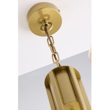 Jupiter 2096 - Kronleuchter an Kette ARTHUR 3xE27/15W/230V weiß/gold/Marmor-Dekor