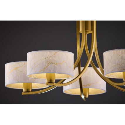 Jupiter 2097 - Kronleuchter mit Kette ARTHUR 5xE27/15W/230V weiß/gold/Marmor-Dekor