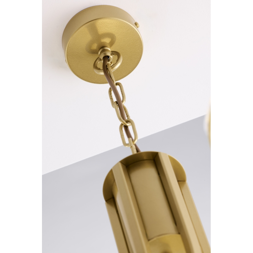 Jupiter 2097 - Kronleuchter mit Kette ARTHUR 5xE27/15W/230V weiß/gold/Marmor-Dekor