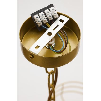 Jupiter 2097 - Kronleuchter mit Kette ARTHUR 5xE27/15W/230V weiß/gold/Marmor-Dekor