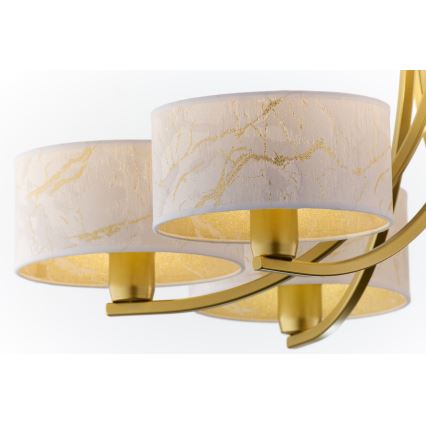 Jupiter 2098 - Kronleuchter an Kette ARTHUR 6xE27/15W/230V weiß/gold/Marmor-Dekor