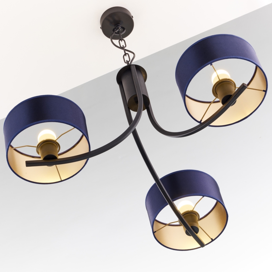 Jupiter 2099 - Kronleuchter an Kette ARTHUR 3xE27/15W/230V blau/schwarz