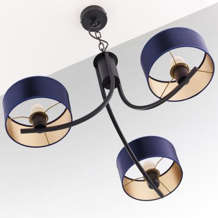 Jupiter 2099 - Kronleuchter an Kette ARTHUR 3xE27/15W/230V blau/schwarz