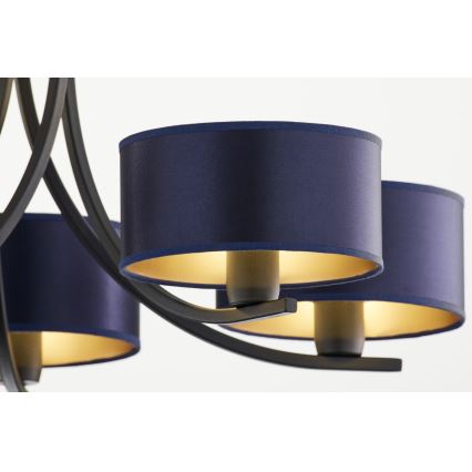 Jupiter 2101 - Kronleuchter an Kette ARTHUR 5xE27/15W/230V blau/schwarz