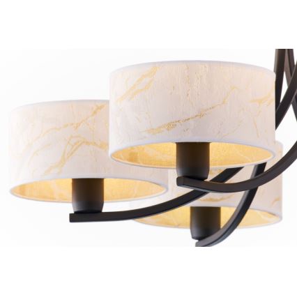 Jupiter 2105 - Kronleuchter an Kette ARTHUR 6xE27/15W/230V weiß/schwarz/Marmor-Dekor