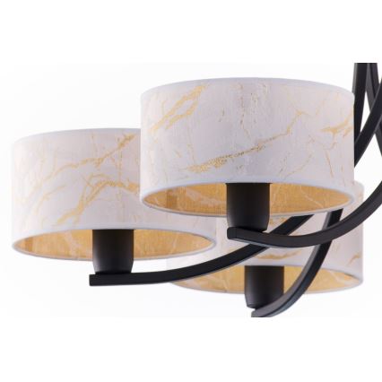 Jupiter 2105 - Kronleuchter an Kette ARTHUR 6xE27/15W/230V weiß/schwarz/Marmor-Dekor