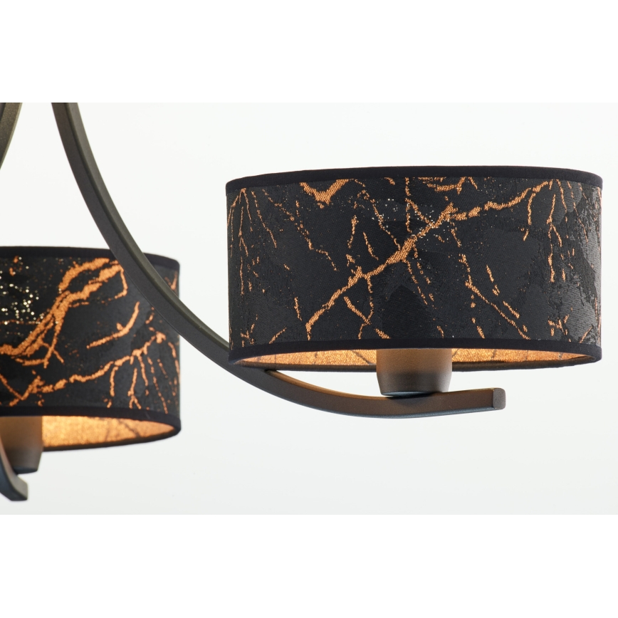 Jupiter 2106 - Kettenleuchter ARTHUR 3xE27/15W/230V schwarz/orange/Marmor-Dekor