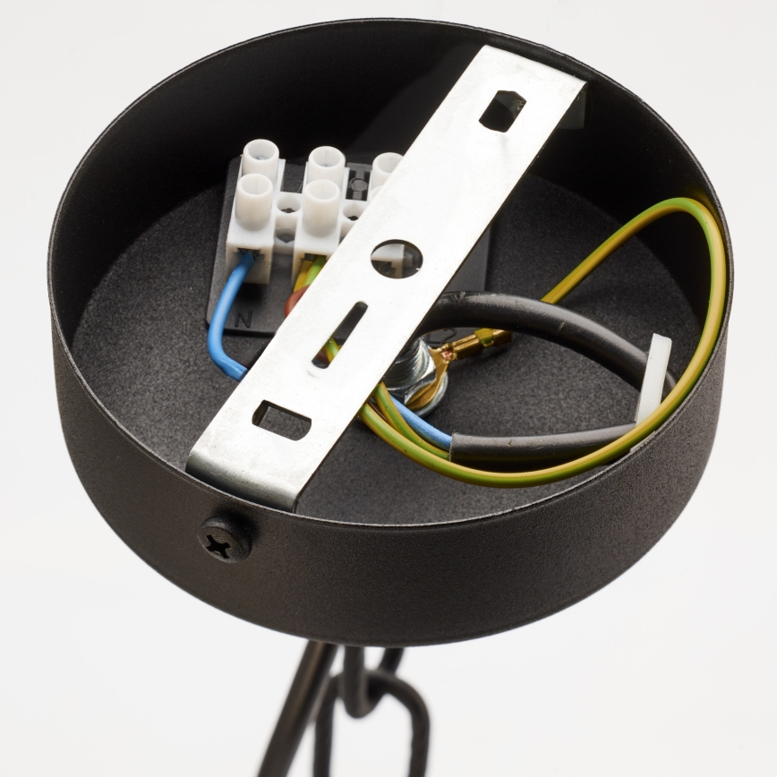 Jupiter 2108 - Kronleuchter an Kette ARTHUR 6xE27/15W/230V schwarz/orange/Marmor-Dekor