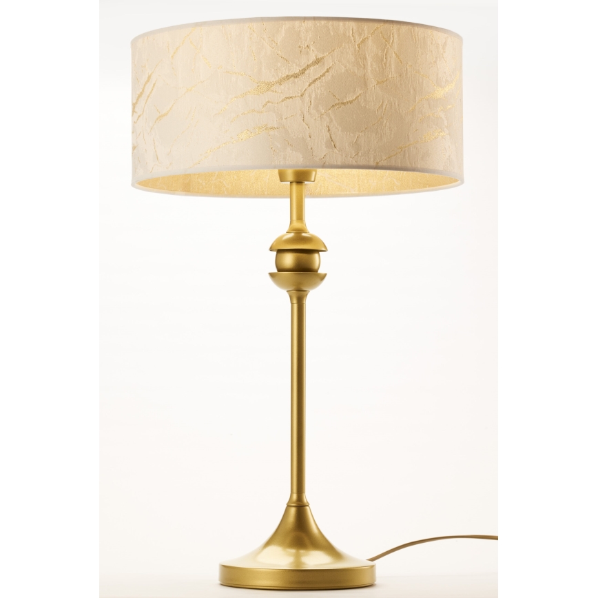 Jupiter 2112 - Tischlampe KASZMIR 1xE27/15W/230V weiß/gold/Marmor-Optik