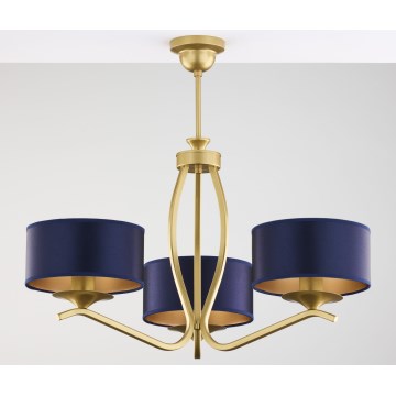 Jupiter 2113 - Pendelleuchte mit Stange KASZMIR 3xE27/15W/230V blau/gold