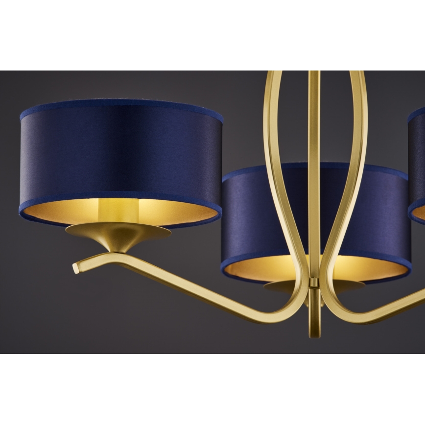 Jupiter 2113 - Pendelleuchte mit Stange KASZMIR 3xE27/15W/230V blau/gold