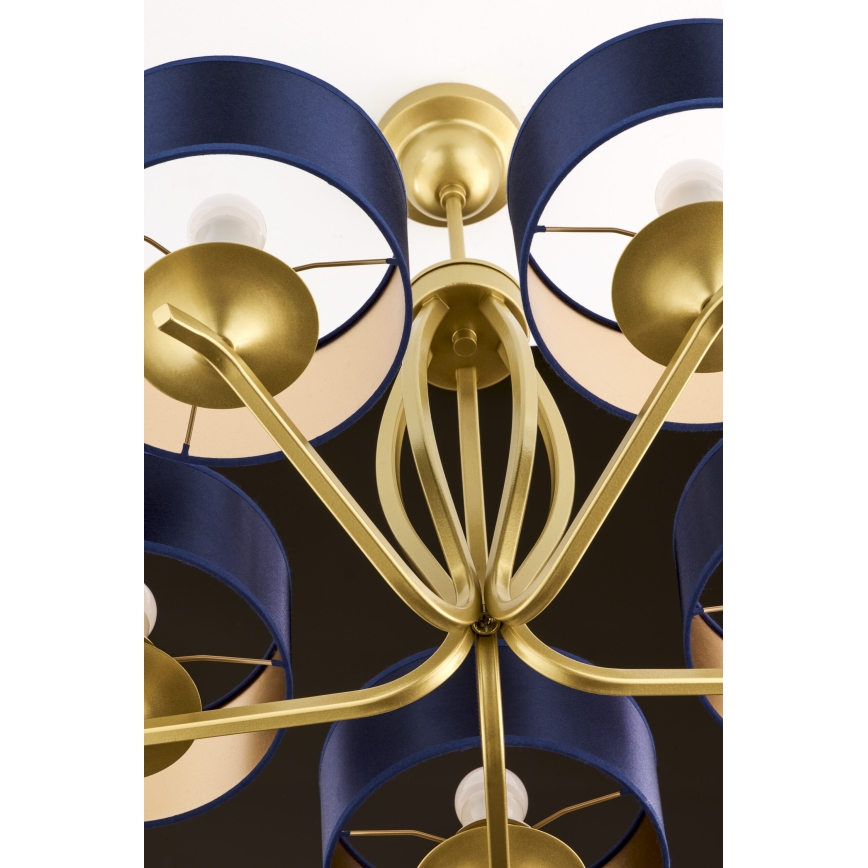 Jupiter 2114 - Deckenleuchte mit Stange KASZMIR 5xE27/15W/230V blau/gold