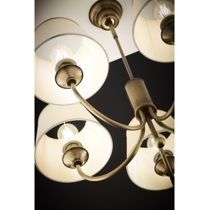 Jupiter 2133 - Kronleuchter an Stange CLASSIC 5xE27/15W/230V Bronze/Patina/Creme