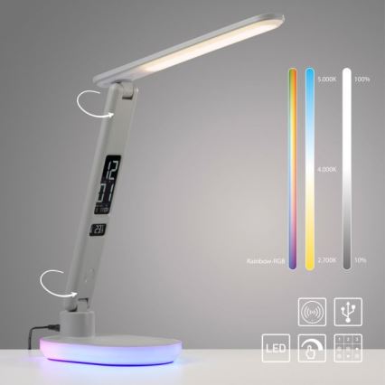 JUST LIGHT. 11018-16 - LED RGBW Touch-Tischleuchte mit kabelloser Ladefunktion TINA LED/4W/230V weiß