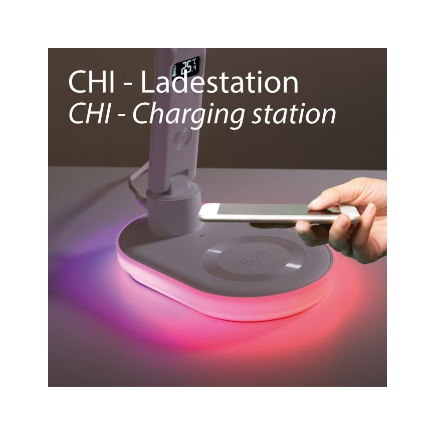 JUST LIGHT. 11018-16 - LED RGBW Touch-Tischleuchte mit kabelloser Ladefunktion TINA LED/4W/230V weiß