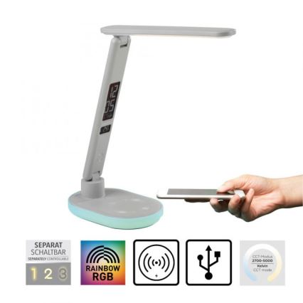 JUST LIGHT. 11018-16 - LED RGBW Touch-Tischleuchte mit kabelloser Ladefunktion TINA LED/4W/230V weiß