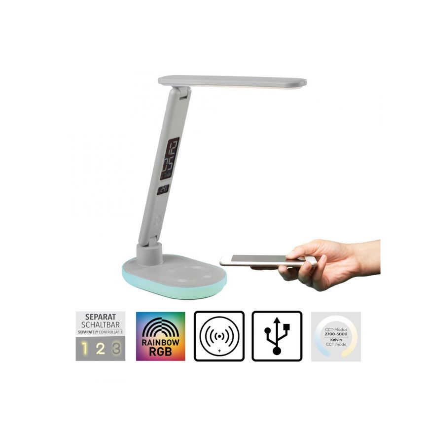 JUST LIGHT. 11018-16 - LED RGBW Touch-Tischleuchte mit kabelloser Ladefunktion TINA LED/4W/230V weiß