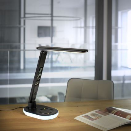 JUST LIGHT. 11018-18 - LED RGBW Dimmbare Touch Tischlampe mit kabellosem Laden TINA LED/4W/230V schwarz