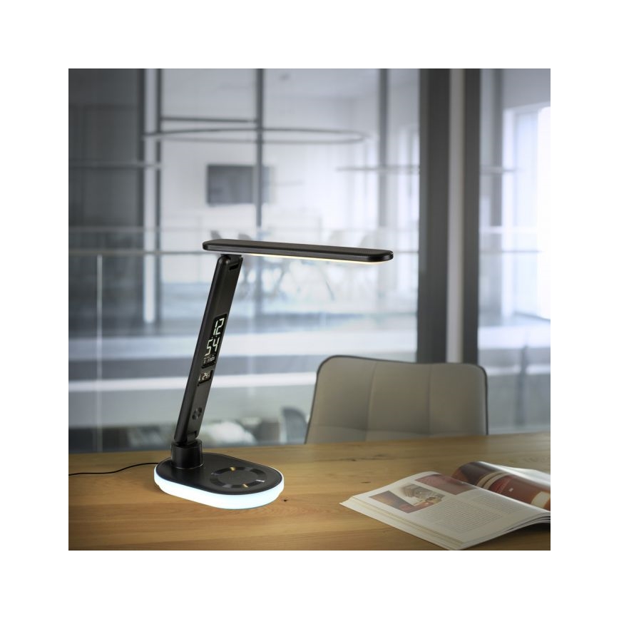 JUST LIGHT. 11018-18 - LED RGBW Dimmbare Touch Tischlampe mit kabellosem Laden TINA LED/4W/230V schwarz