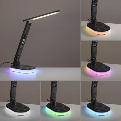 JUST LIGHT. 11018-18 - LED RGBW Dimmbare Touch Tischlampe mit kabellosem Laden TINA LED/4W/230V schwarz