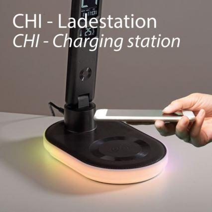JUST LIGHT. 11018-18 - LED RGBW Dimmbare Touch Tischlampe mit kabellosem Laden TINA LED/4W/230V schwarz