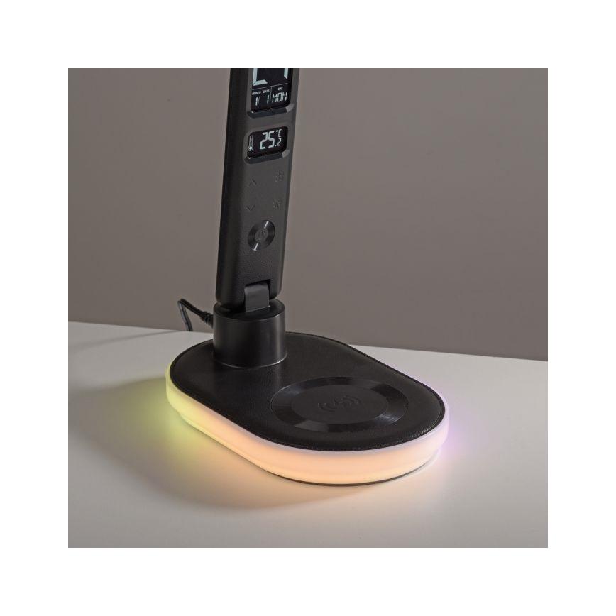 JUST LIGHT. 11018-18 - LED RGBW Dimmbare Touch Tischlampe mit kabellosem Laden TINA LED/4W/230V schwarz