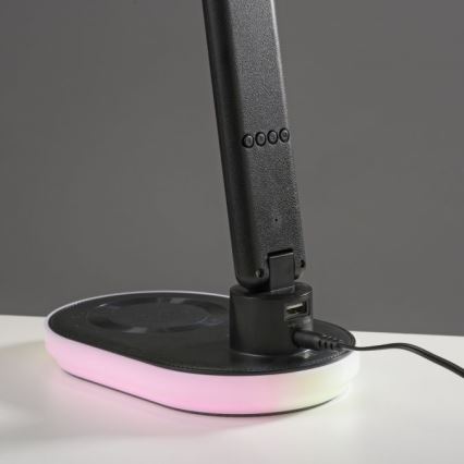 JUST LIGHT. 11018-18 - LED RGBW Dimmbare Touch Tischlampe mit kabellosem Laden TINA LED/4W/230V schwarz