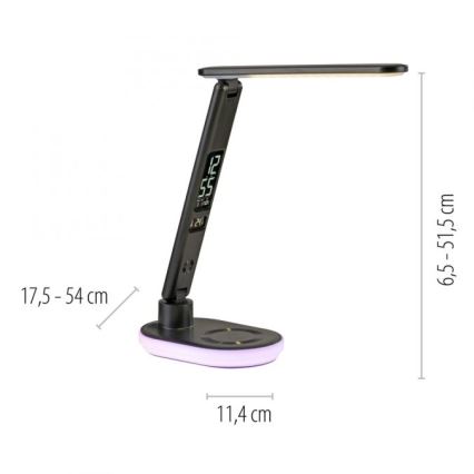 JUST LIGHT. 11018-18 - LED RGBW Dimmbare Touch Tischlampe mit kabellosem Laden TINA LED/4W/230V schwarz