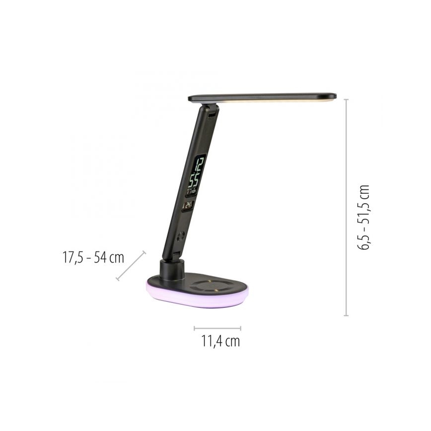JUST LIGHT. 11018-18 - LED RGBW Dimmbare Touch Tischlampe mit kabellosem Laden TINA LED/4W/230V schwarz