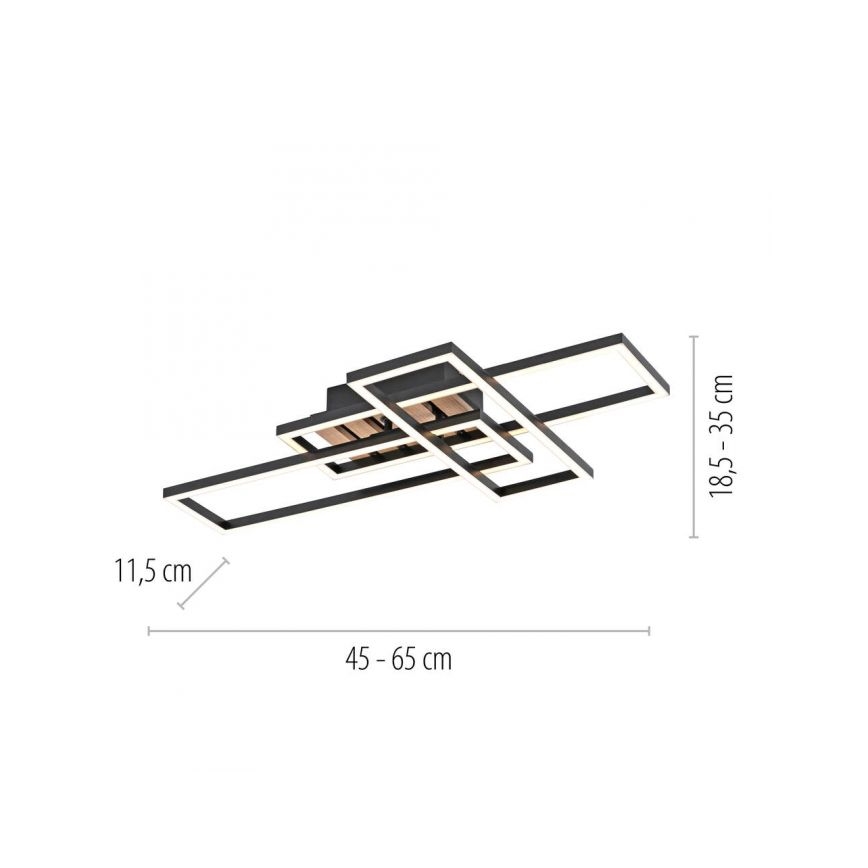 JUST LIGHT. 14051-79 - LED-Deckenleuchte AKUSTIKA LED/20,5W/230V Eiche/Schwarz