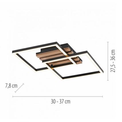 JUST LIGHT. 14053-79 - LED-Deckenleuchte AKUSTIK LED/15W/230V Eiche/Schwarz