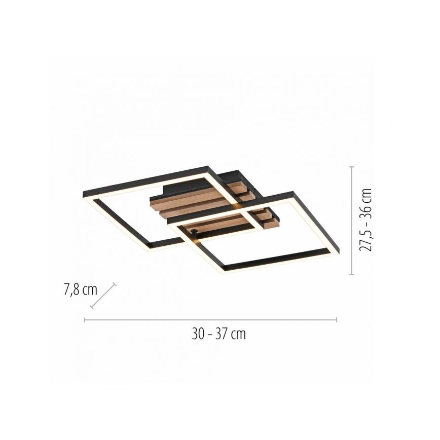 JUST LIGHT. 14053-79 - LED-Deckenleuchte AKUSTIK LED/15W/230V Eiche/Schwarz