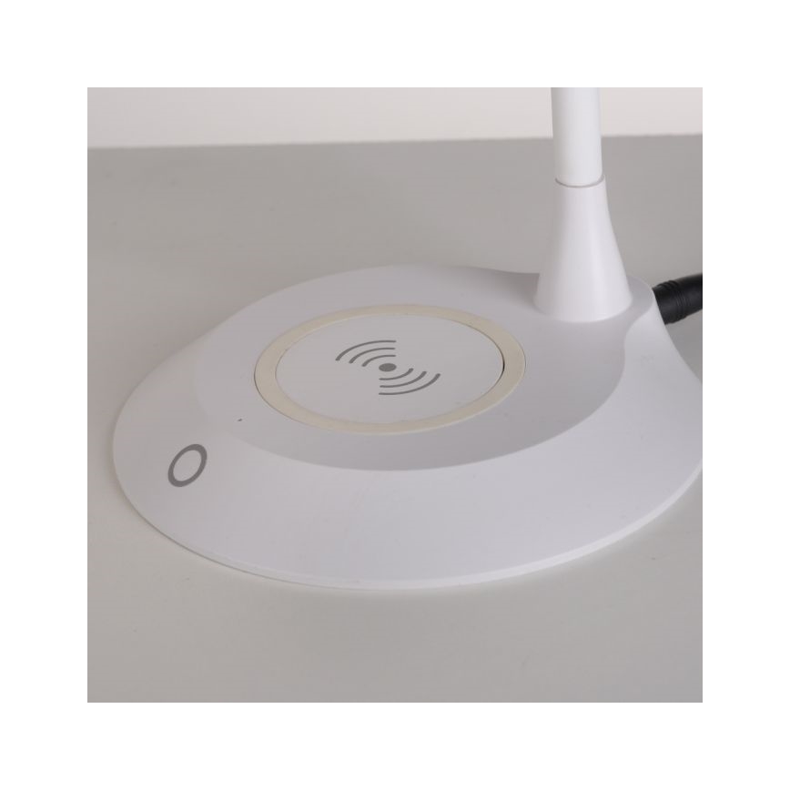 JUST LIGHT. 14414-16 - Dimmbare, flexible Touch-Tischlampe mit PUCKI induktivem Ladegerät, 4,5W, 230V in Weiß