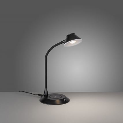 JUST LIGHT. 14414-18 - LED Dimmbare flexible Touch-Tischlampe mit kabellosem Laden PUCKI LED/4,5W/230V schwarz