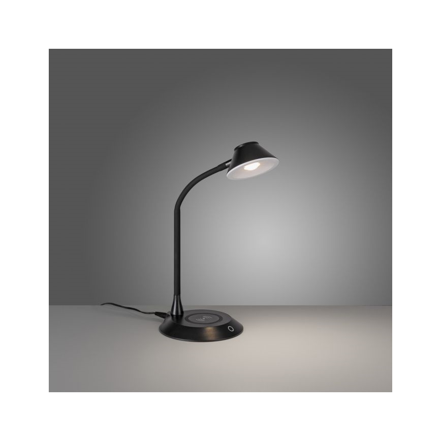 JUST LIGHT. 14414-18 - LED Dimmbare flexible Touch-Tischlampe mit kabellosem Laden PUCKI LED/4,5W/230V schwarz