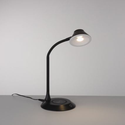 JUST LIGHT. 14414-18 - LED Dimmbare flexible Touch-Tischlampe mit kabellosem Laden PUCKI LED/4,5W/230V schwarz